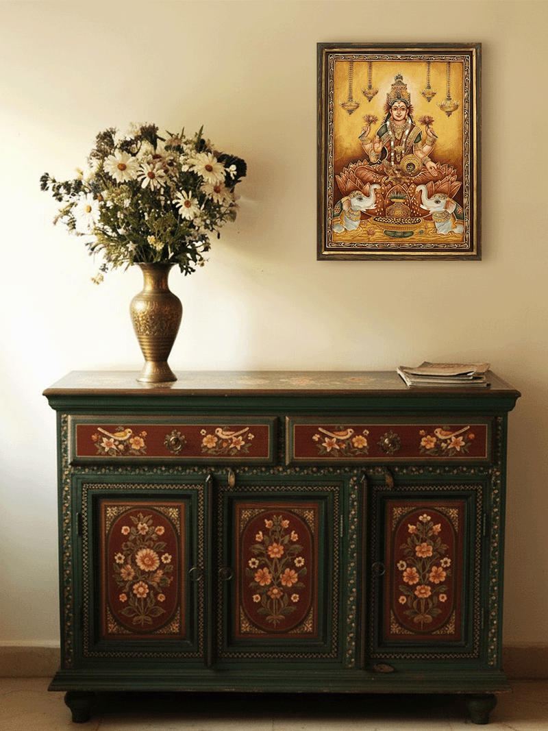 Gajalakshmi in stone dust by Amita Sachdeva for sale