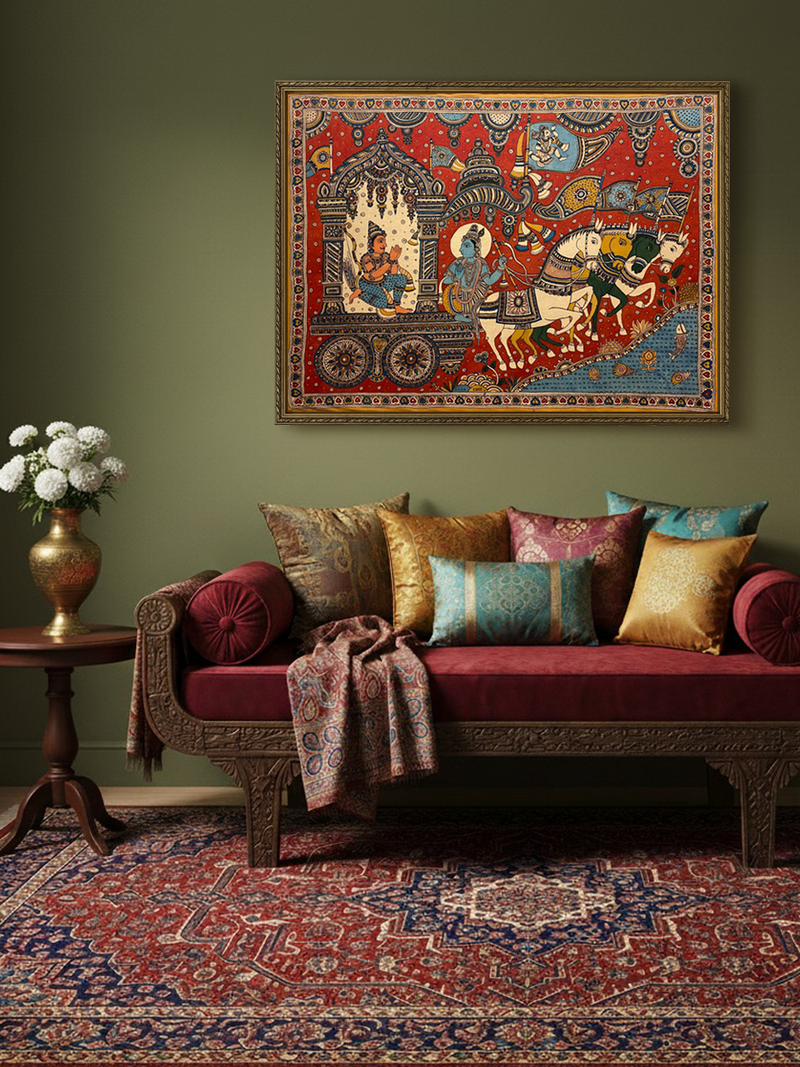 Geeta Updesh in Kalamkari in Kalamkari Kalamkari Painting by Siva Reddy for sale