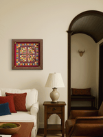 Geometric Harmony: Triangles and squares in Banjara Embroidery by Sapavat Siddu for sale