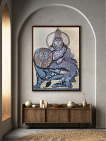 Goddess Durga with Lion: A Surreal Kalamkari by Kanukurthi Guna Sekhar Sai for sale