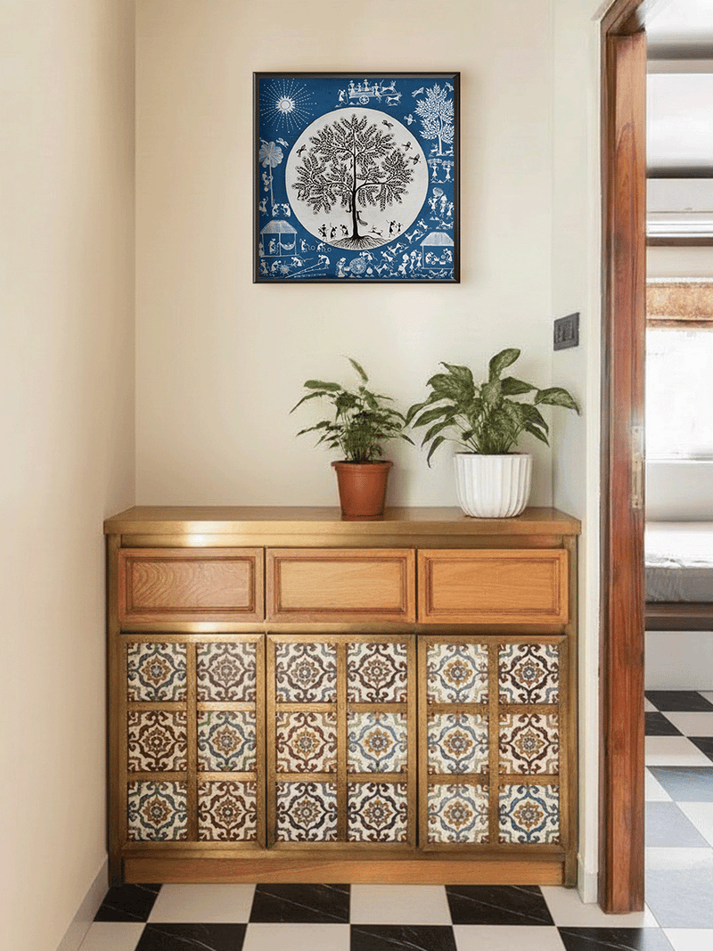 Harmony beneath the Tree of Life: Warli by Dilip Bahotha for sale