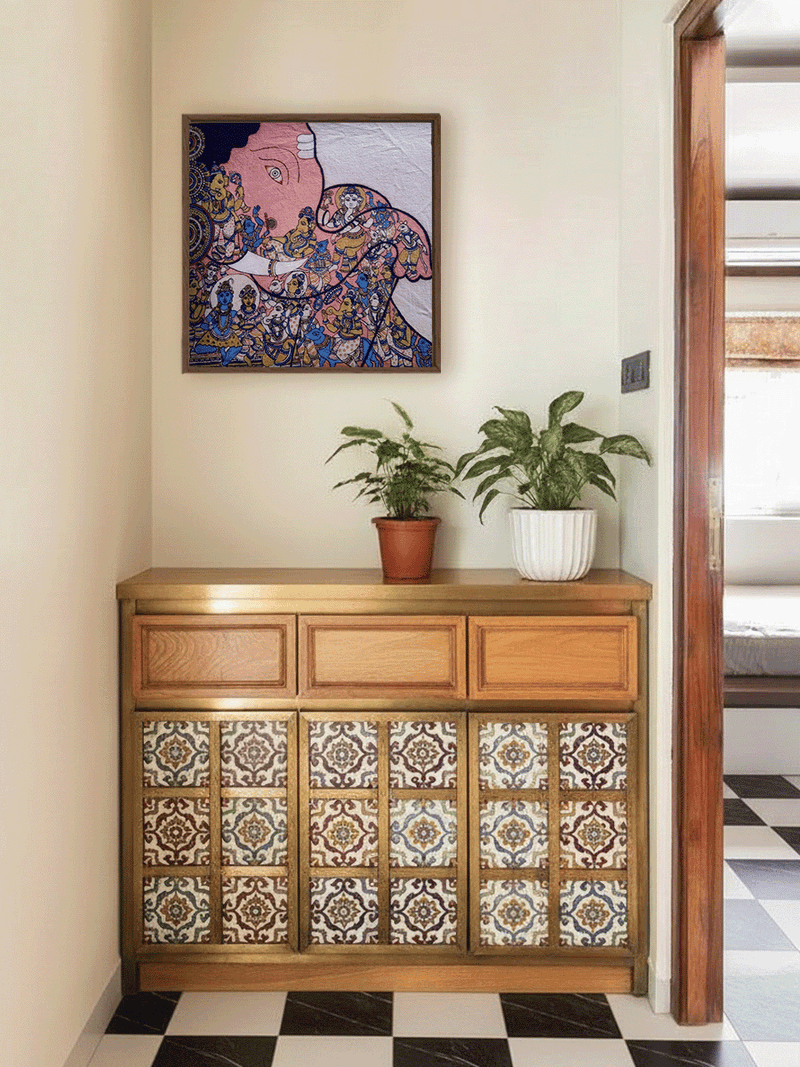 Homage to Lord Shiva and Parvati: Lord Ganesha in Kalamkari by Siva Reddy for sale
