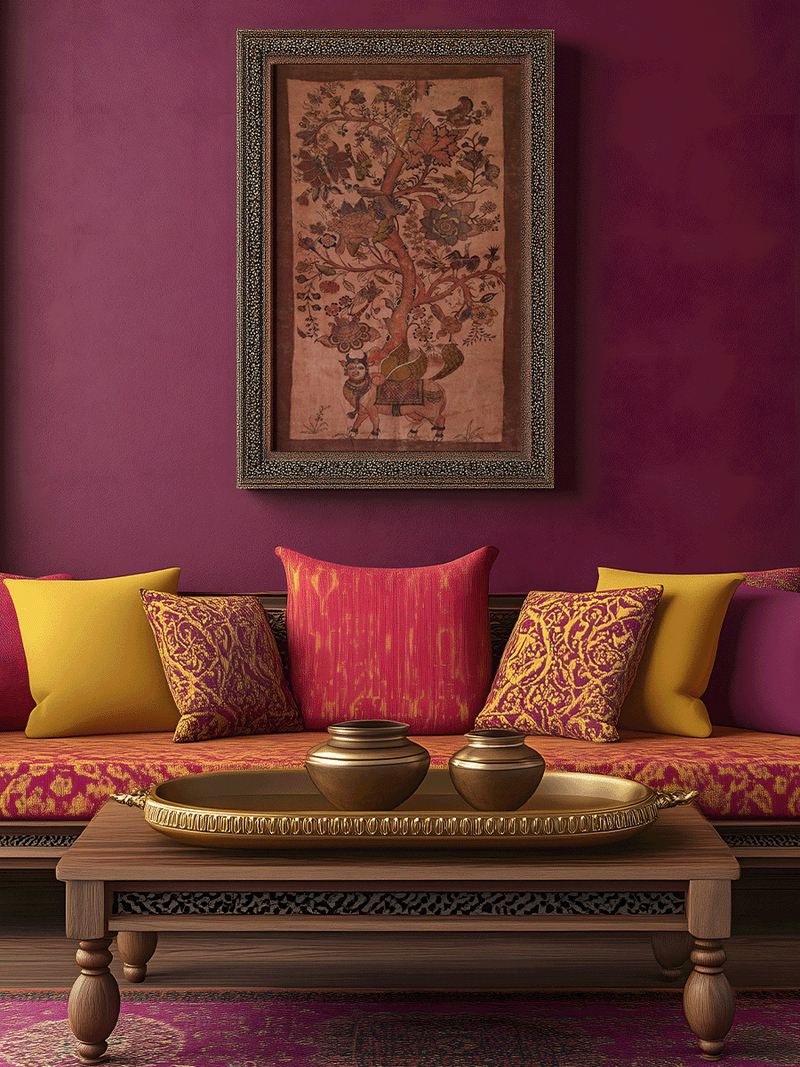 Kamadhenu in Kalamkari by Sridevi Ponnambalam for sale