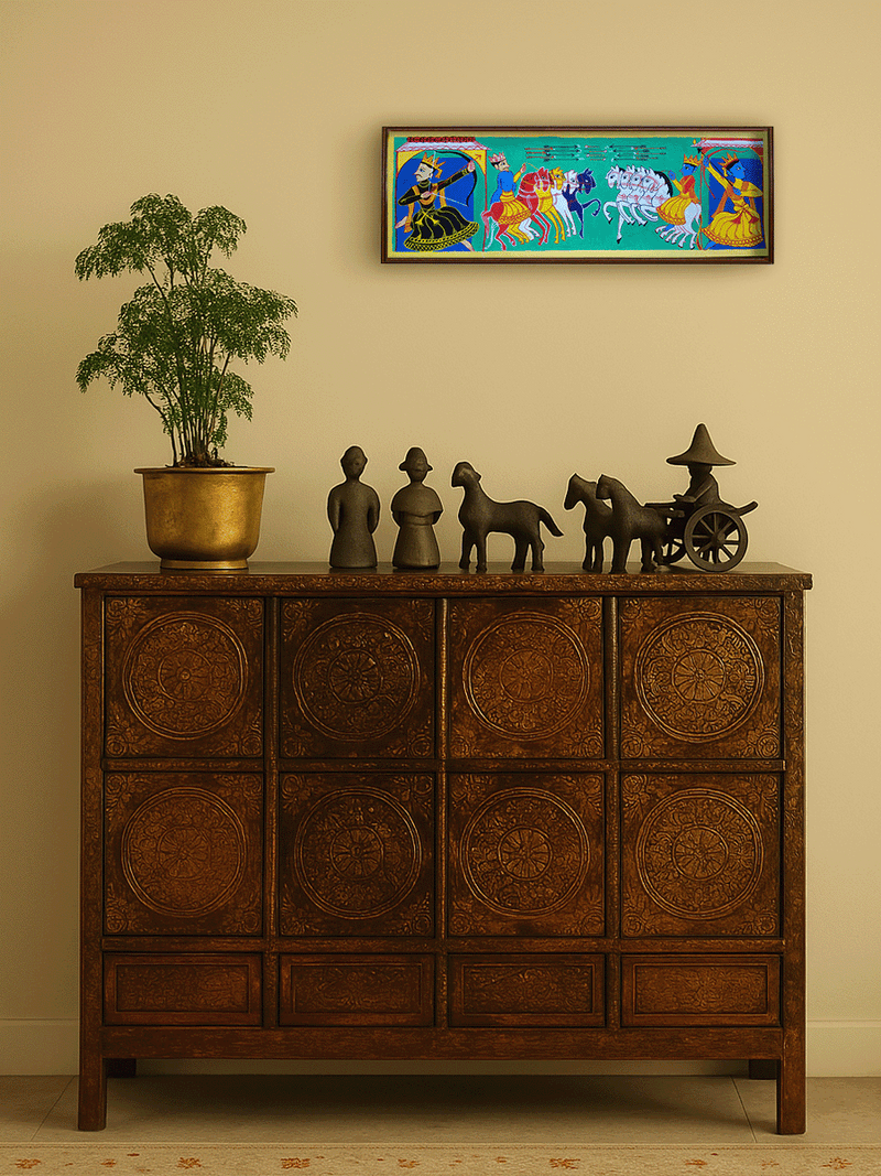 Karna Parva in Manuscript Painting by Sujit Das for sale