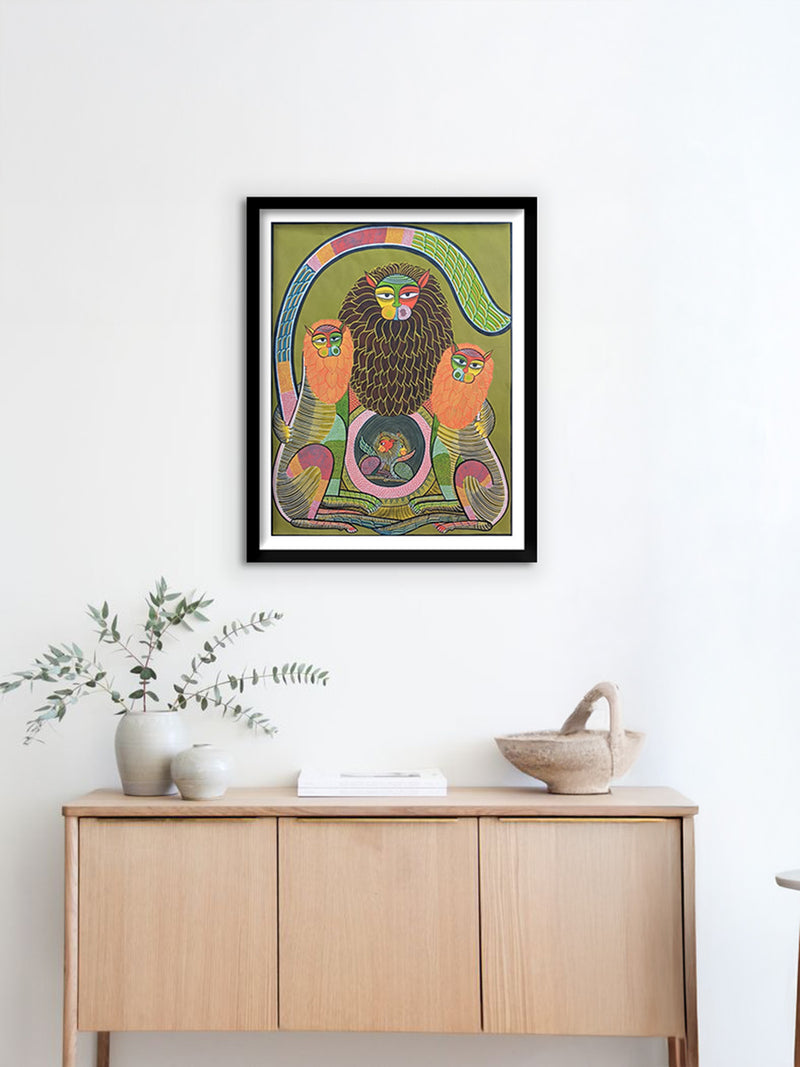 King of the Forest In Kalighat by Sonali Chitrakar for sale