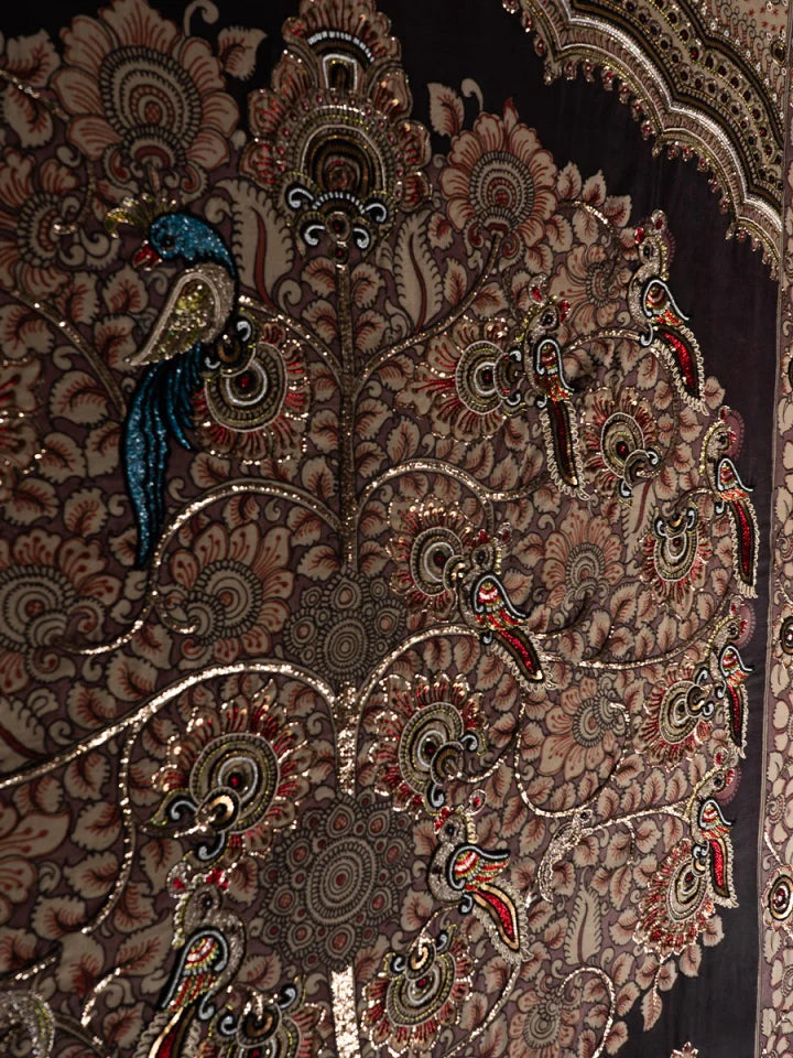 Living Roots, Shared Harvests in Kalamkari and Zari Zardozi KALAMKARI ZARDOZI ARTWORK BY SUDHEER AND MD. BILAL