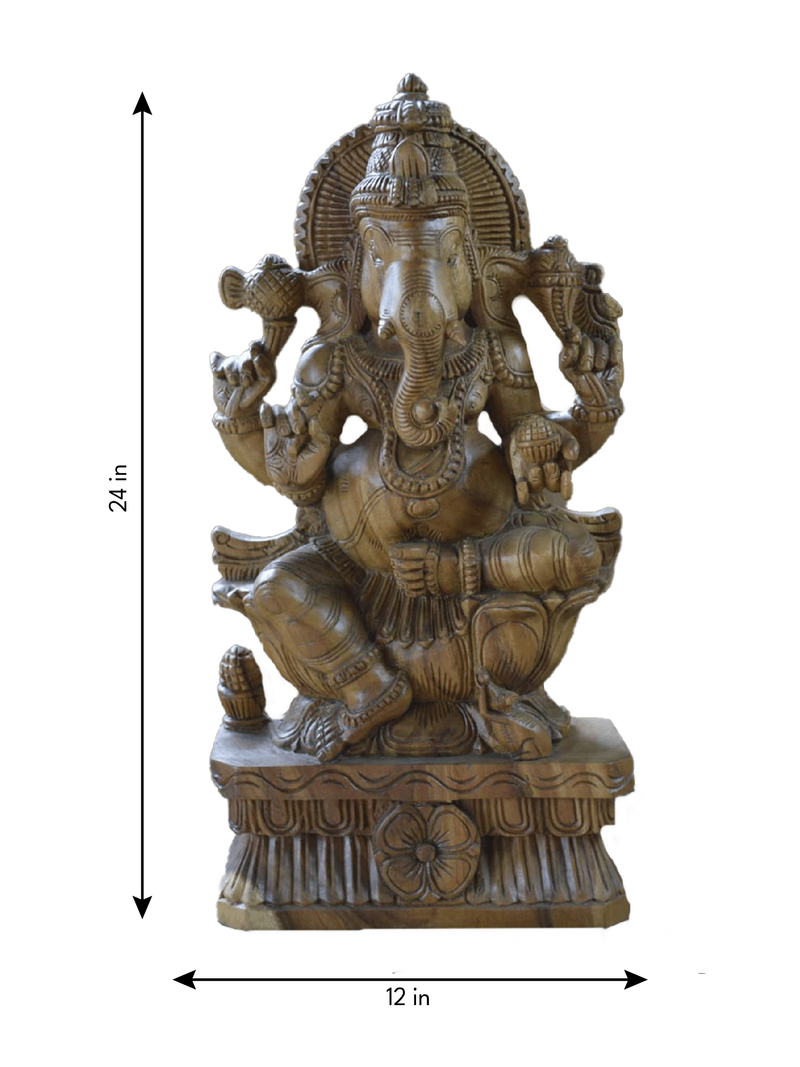Lord Ganesha: The Lord of Auspicious Beginnings in Wood carving by Shrinivasan for sale