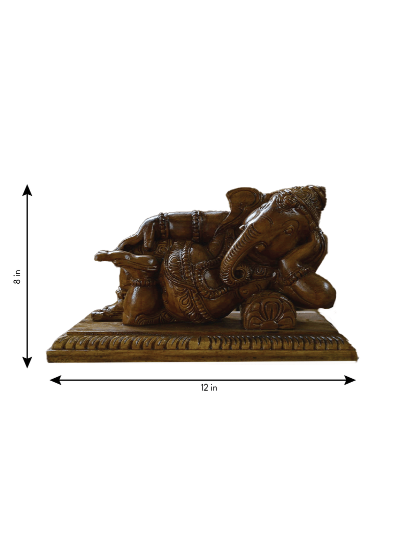 Lord Ganesha: The Wise Remover of Obstacles in Wood Carving by Shrinivasan for sale