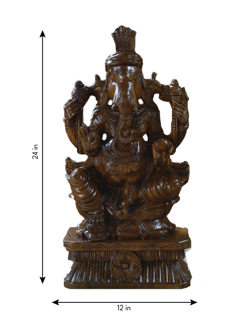 Lord Ganesha: The beloved God of Wsidom in Wood Carving by Shrinivasan for sale