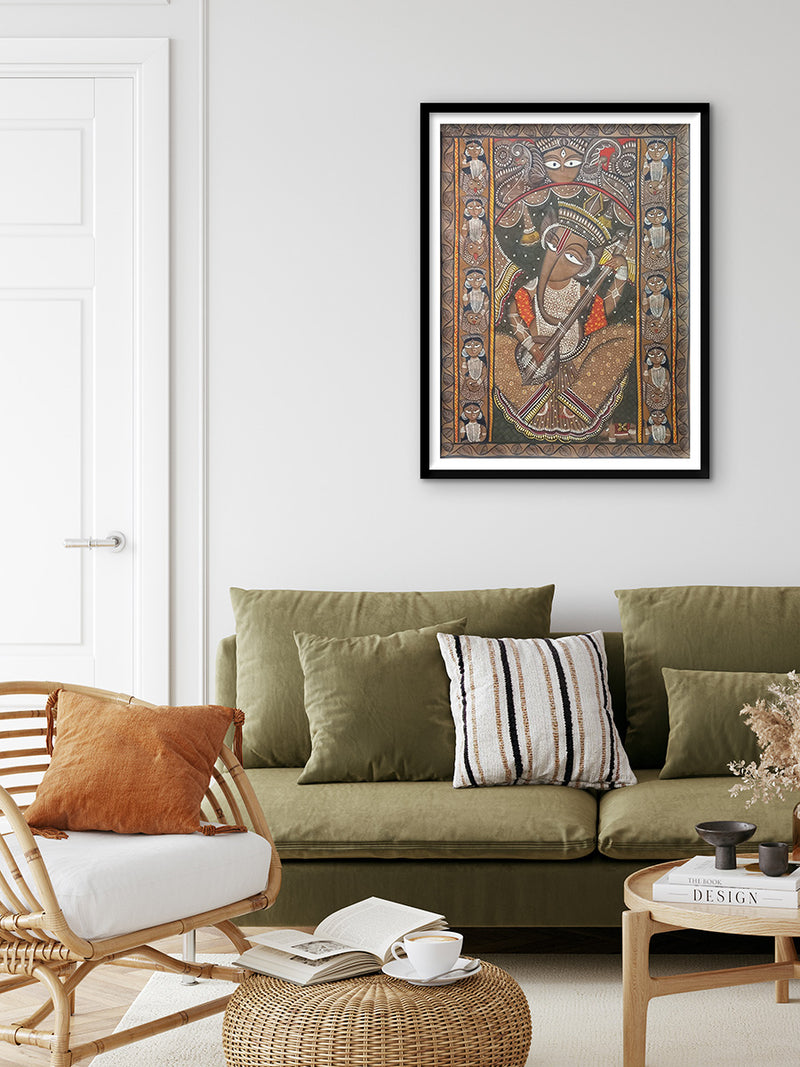 Lord Ganesha and Goddess Durga  in Kalighat by Sonali Chitrakar
