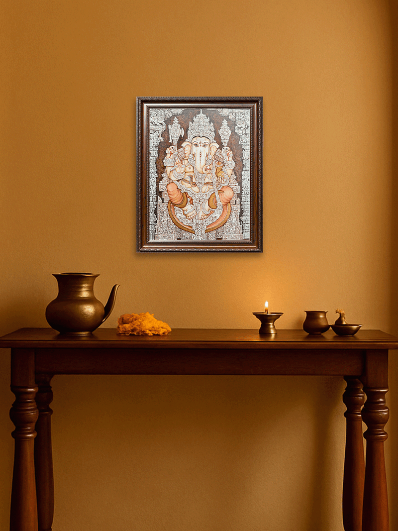 Lord Ganesha's Blessings in Mysore art by Raghavendra B B for sale