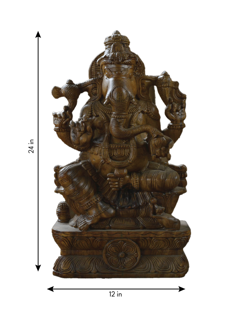 Lord Ganesha: the Elephant-Head Deity in Wood Carving by Shrinivasan for sale