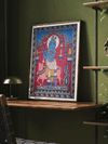 Lord Krishna and the Sacred Cow in Kalamkari by Siva Reddy for sale