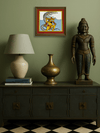 Lord Krishna's Journey: Vasudeva's Crossing of the Yamuna in Phad Painting by Kalyan Joshi for sale