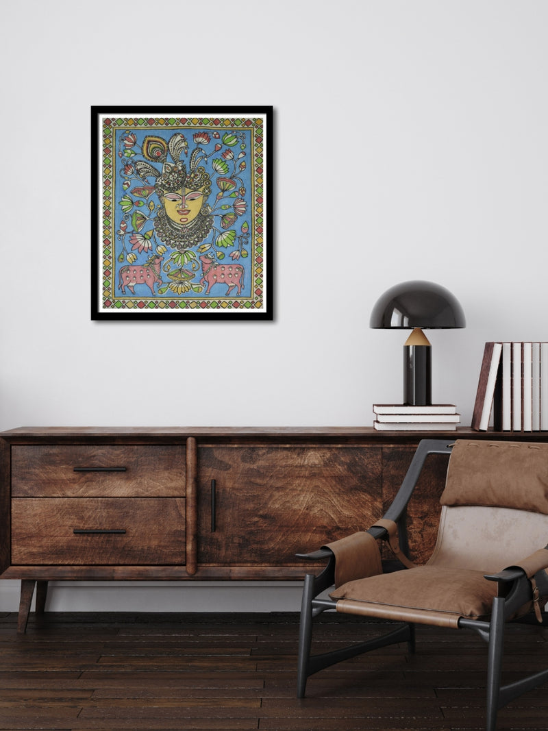 Lord Shrinathji in Kalamkari by K. Lakshminarayan for sale