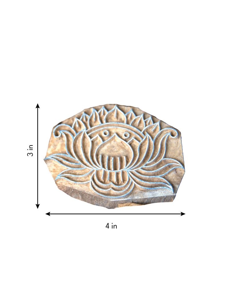 Lotus in Wooden Kalamkari Blocks by K. Gangadhar for sale
