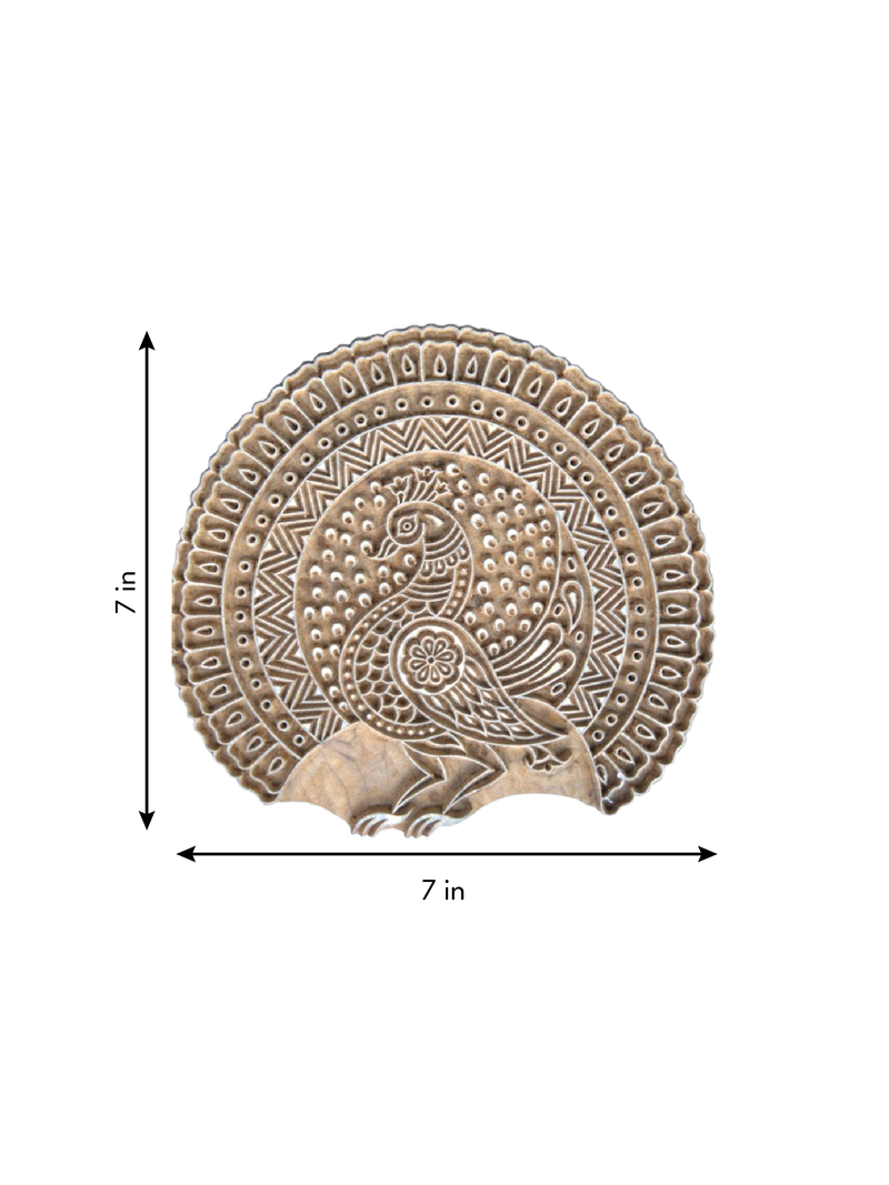 Majestic Peacock in Wooden Kalamkari Blocks by K. Gangadhar