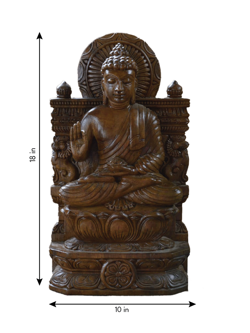 Meditative Lord Buddha in Wood Carving by Shrinivasan for sale