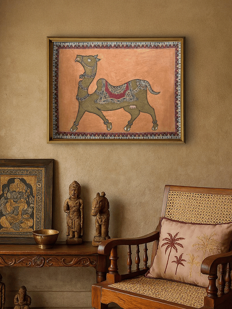 Momai Mata's Ride: The Golden Camel in Mata ni Pachedi by Sanjay Chittara for sale