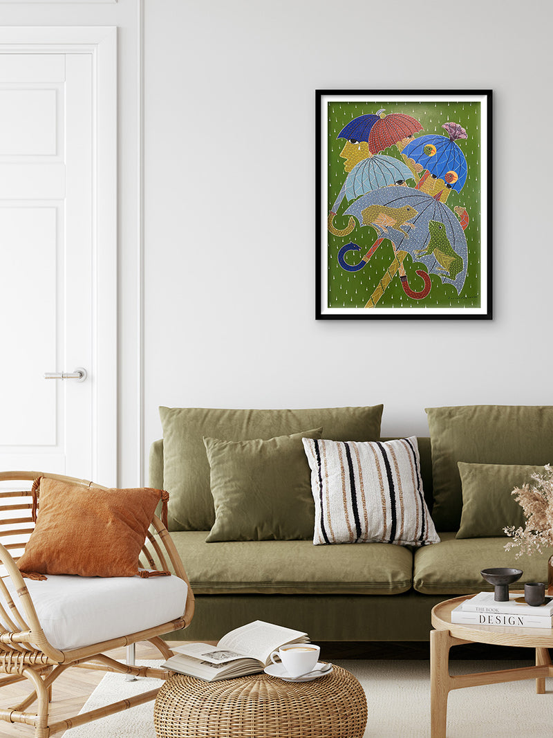 Monsoon Gond painting by Venkat Shyam for sale