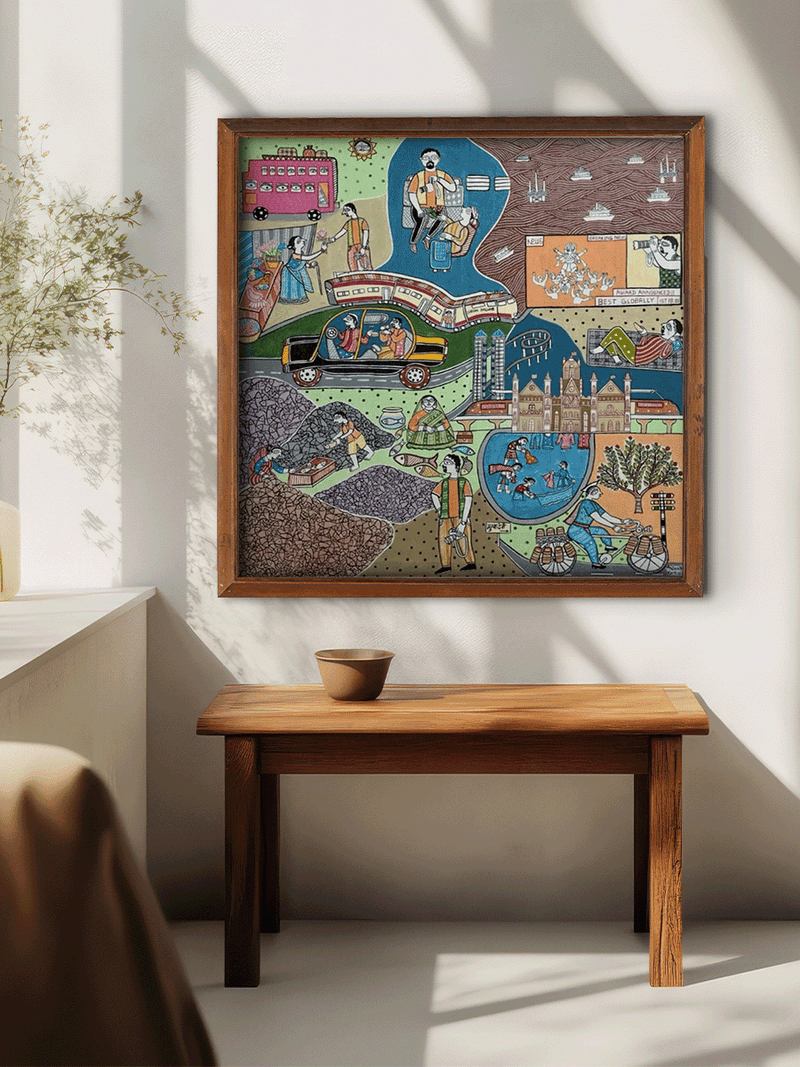 Mumbai Cityscape in Madhubani by Avinash Karn for sale