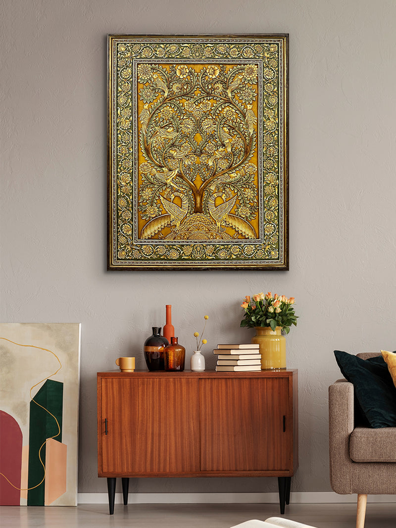 Nature's Bliss: Tree of Life in Stone Dust painting by Amita Sachdeva for sale