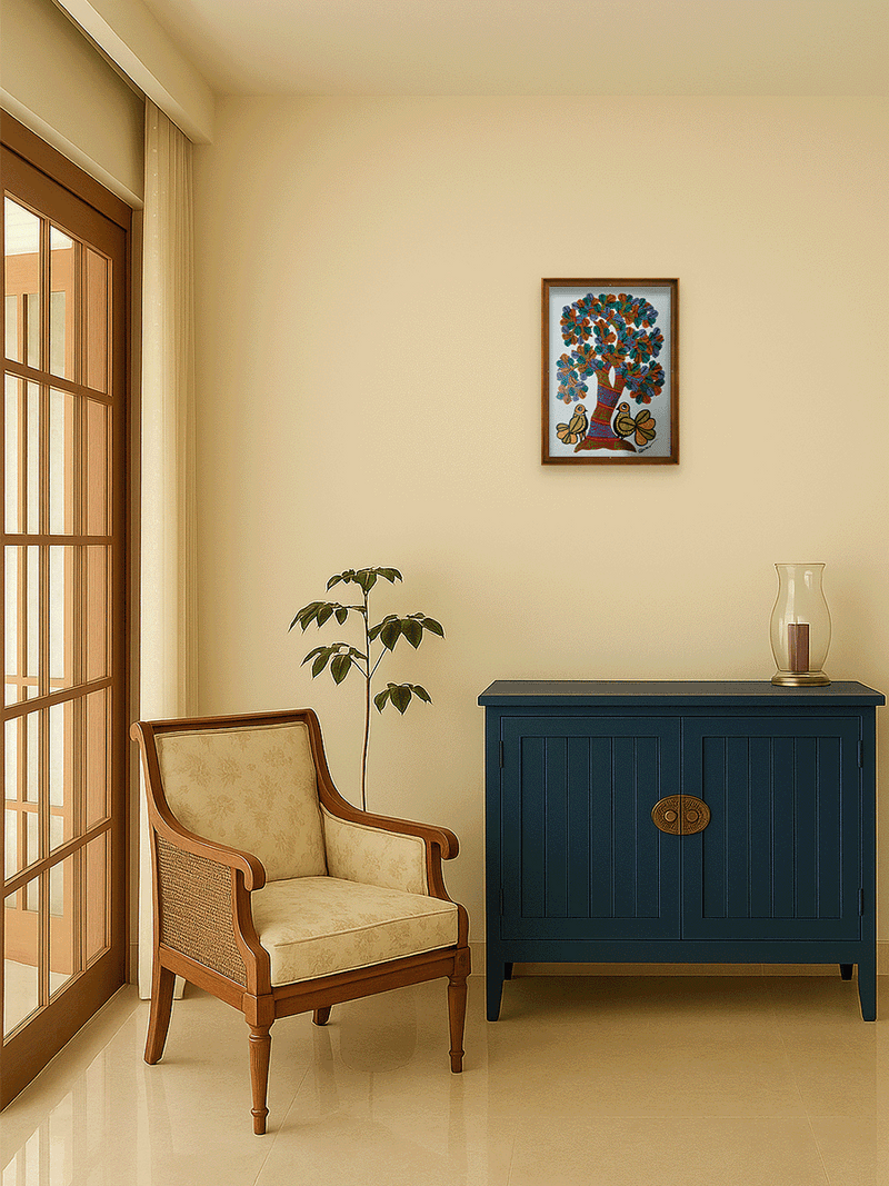 Pair of Birds Under the Tree in Gond by Choti Tekam for sale