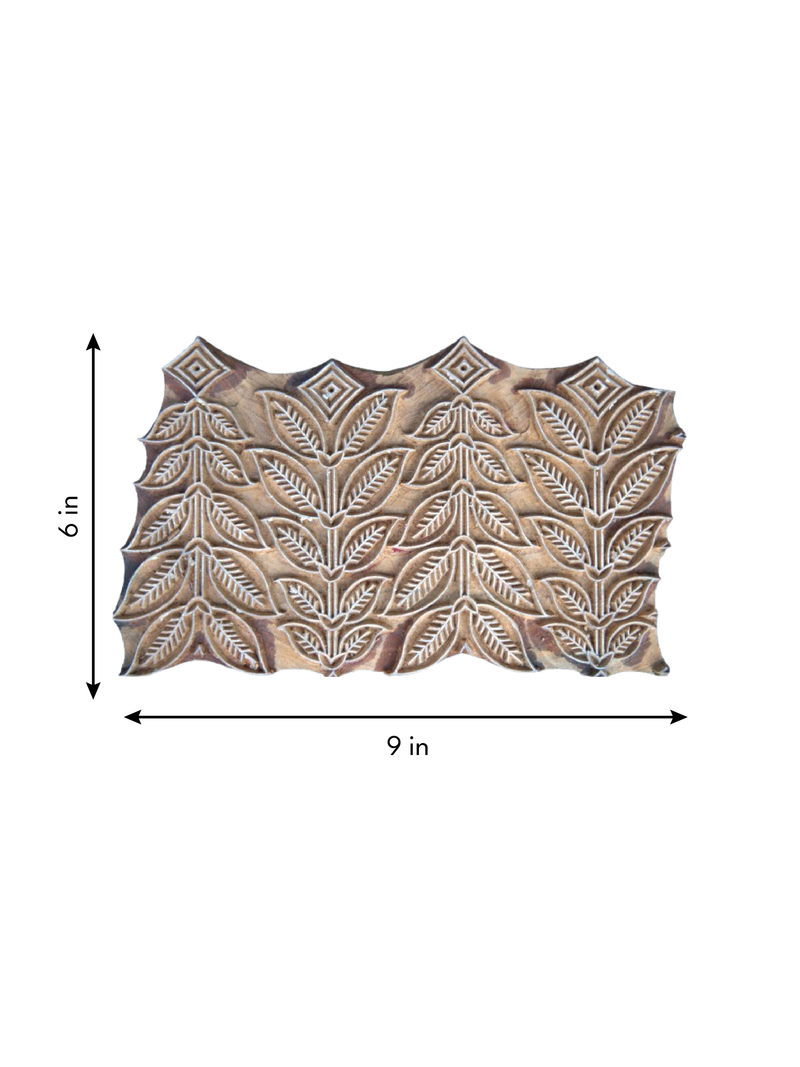 Patterned Leaves and Stems in Wooden Kalamkari Blocks by K. Gangadhar