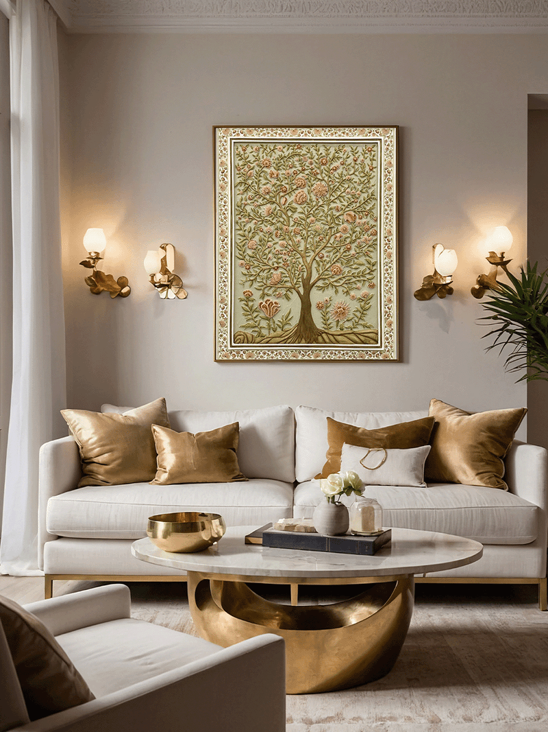 Perennial Pink: Tree of Life in Stone Dust by Amita Sachdeva for sale