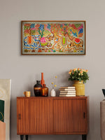 Procession of Royal Elephants Amidst Nature in Tholu Bommalata by Sindhe Siva for sale