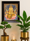 Remover of Obstacles: Lord Ganesha in Tanjore art by Sheratone Antique Arts for sale