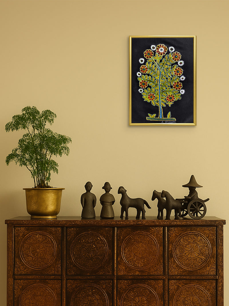 Rogan Art by Rizwan Khatri painted using traditional rogan art colours on cloth for sale