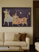 Sacred Dancing Buffaloes in Mata ni Pachedi by Vasant Manubhai Chittara  for sale