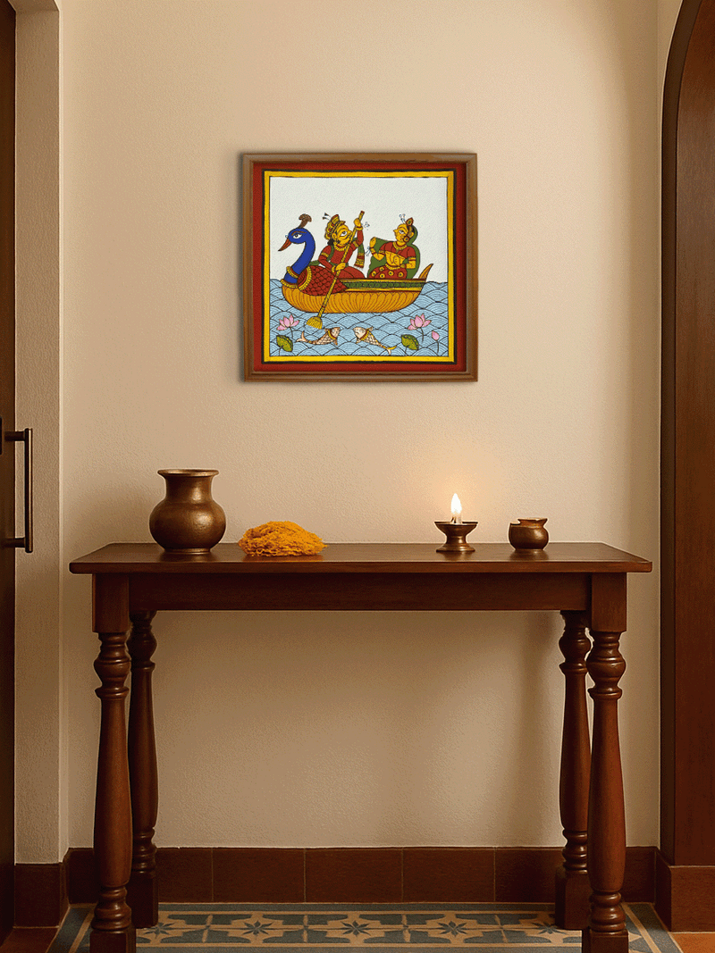 Serene Voyage: Couple on a Boat in Phad by Kalyan Joshi for sale