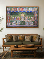 Sharad Purnima: Shrinathji's Cosmic Leela in Pichwai painting by Shehzaad Ali Sherani for sale