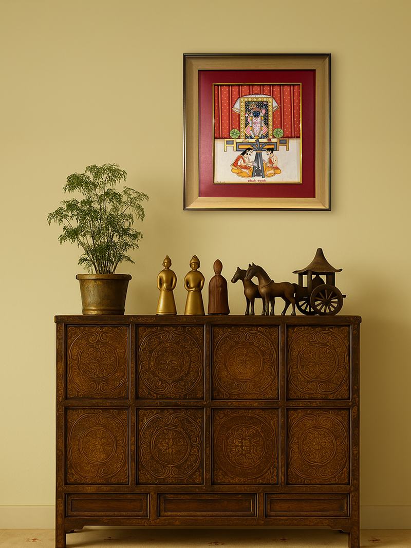 Shrinathji In Pichwai by Shehzaad Ali Sherani for sale