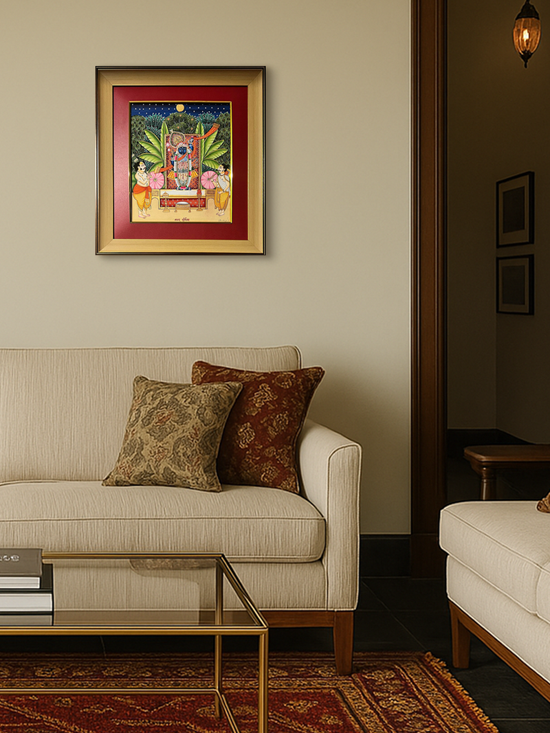 Shrinathji In Pichwai by Shehzaad Ali Sherani for sale