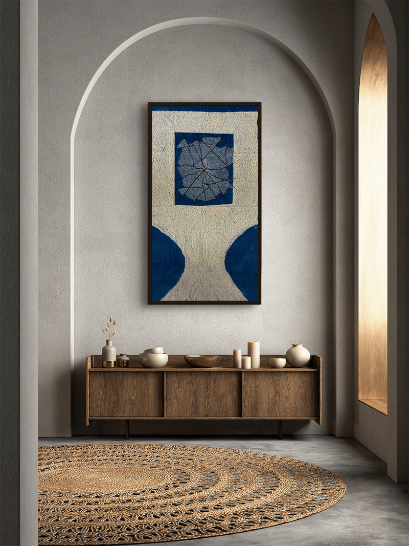 The Blue Tree in Ajrakh art by Mubassirah Khalid Khatri for sale