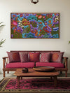 The Cosmic Sea : Divine Lotus Blossoms in Kerala Mural for sale