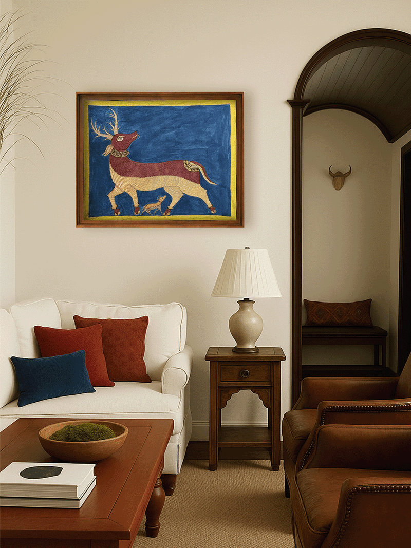 The Deer and its Fawn in Mata ni Pachedi by Sanjay Chittara for sale