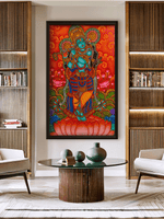 The Divine Flautist: Lord Krishna in Kerala Mural by Adarsh for sale