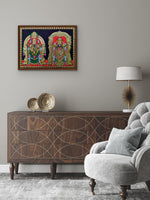 The Divine Pair: Lord Venkateswara and Goddess Padmavati in Tanjore Art by Sanjay Tandekar for sale