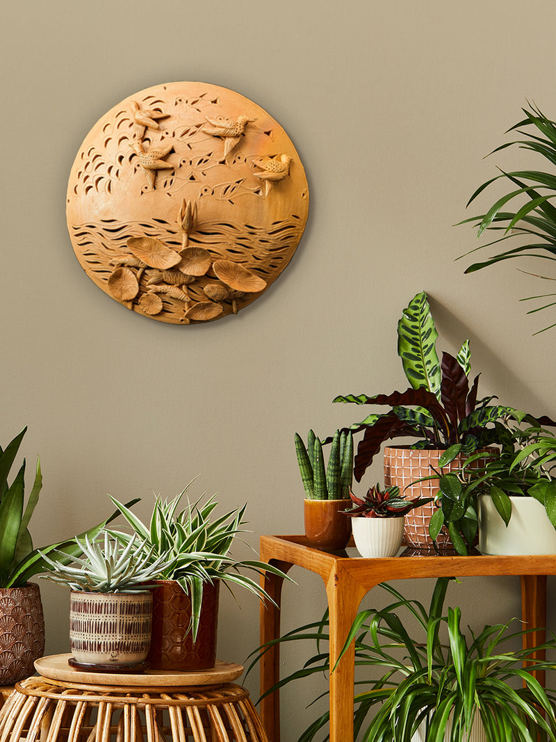 The Earthy Pond: Ripples, Leaves and Wings in Teracotta by Dolon Kundu for sale