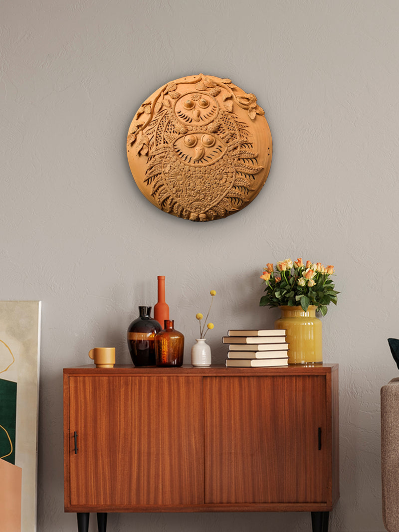 The Embrace of Wisdom: Owls Terracotta by Dolon Kundu for sales