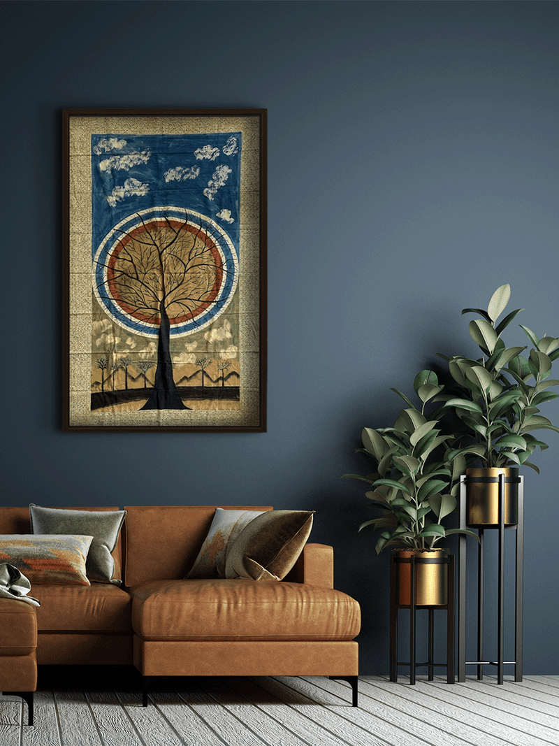 The Fall of Leaves: Ajrakh Art by Mubassirah Khalid Khatri for sale