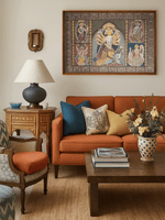 The Festival of Shakti: Along with Lord Ganesha and Kartikeya in Kalighat and Pattachitra Art by Sonali Chitrakar for sale