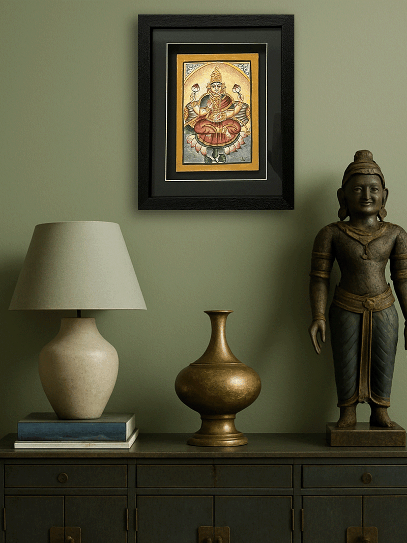 The Goddess of Prosperity and Abundance: Lakshmi in Mysore art by Hemalatha B for sale