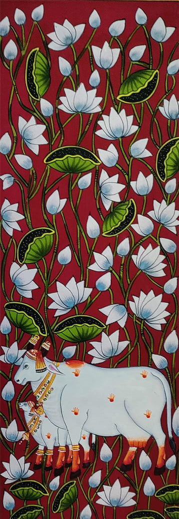 Buy The Graceful Bloom: Kamdhenu, Calves and the Blossming Lotuses in Pichwai by Dinesh Soni