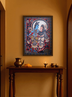 The Graceful Symphony: Radha Krishna in Kalamkari by Siva Reddy for sale