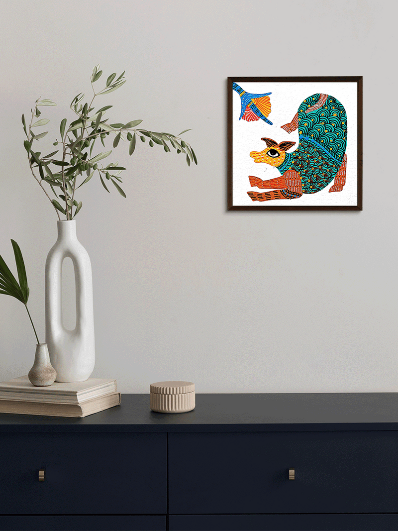 The Graceful Wanderer: A Deer in Gond by Kailash Pradhan for sale